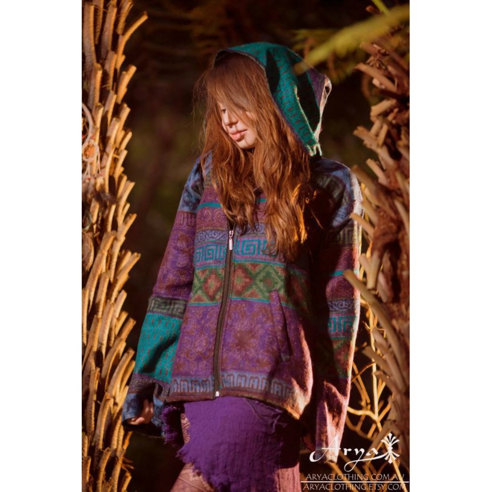 Shanti Kashmiri Pixie Hood Sweater Festival Cloth